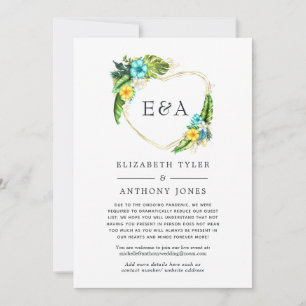 Faire-part Liste de invités réduite Monogram Tropical Summer