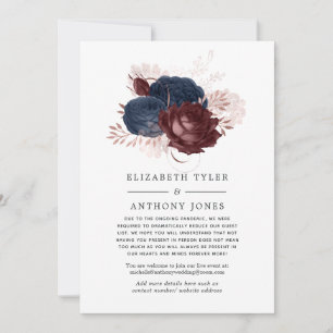 Faire-part Liste de invités réduite Navy, Marron et Or Rose