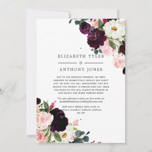 Faire-part Liste de invités réduite pour mariage Rose et prun