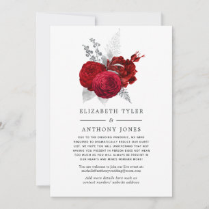 Faire-part Liste de invités réduite Rose vintage rouge et arg