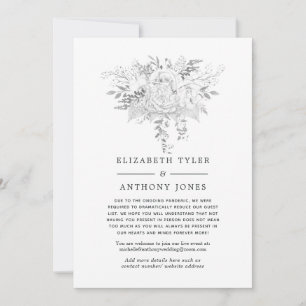 Faire-part Liste de invités réduite Roses vintage argent et b