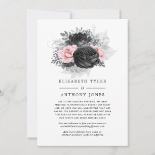 Faire-part Liste de invités réduite Roses Vintage Noir et Ros