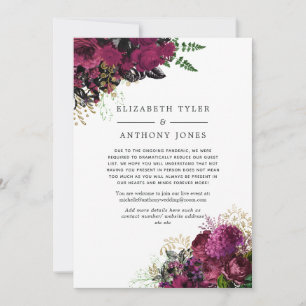 Faire-part Liste de invités réduite Vintage Bourgogne et Or
