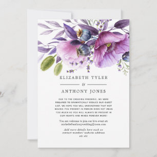 Faire-part Liste de mariage florale aux coquelicots violets r