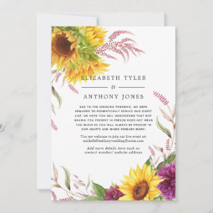 Faire-part Liste de mariage réduite de Tournesol d'été