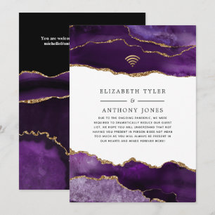 Faire-part Liste de mariage réduite en agate violette et or A