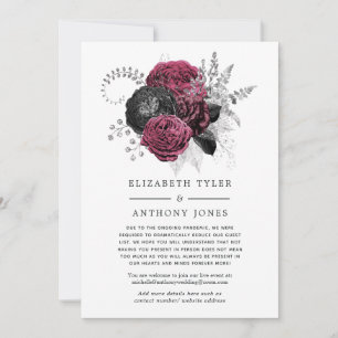 Faire-part Liste des invités de mariage floral noir et argent