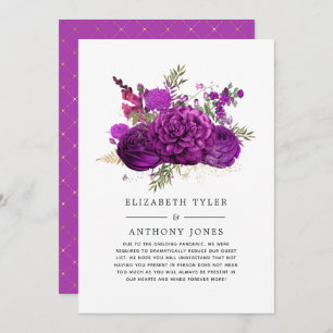 Faire-part Liste d'invités Royal Purple and Gold Floral Maria