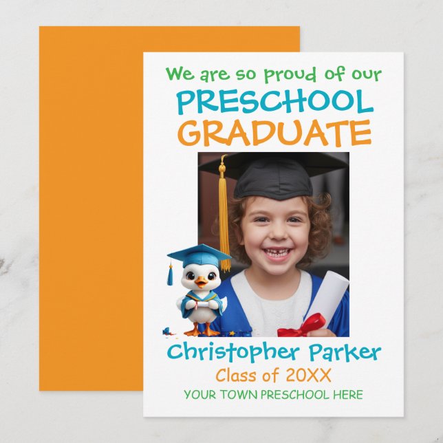 Faire-part Little Goose Preschool Graduation (Devant / Derrière)