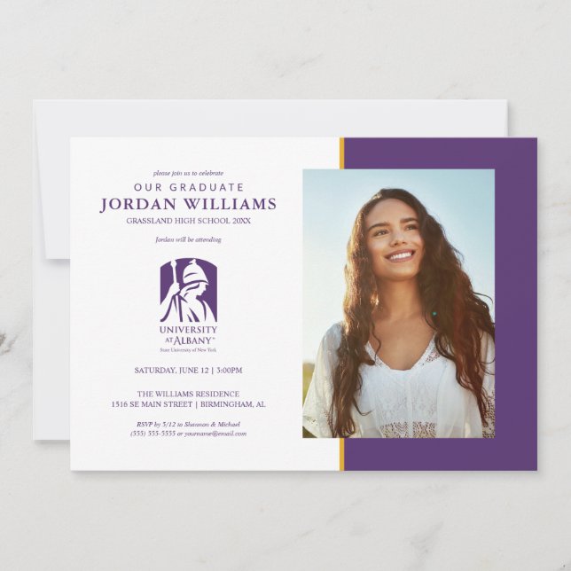 Faire-part Logo de l'Université d'Albany (Devant)