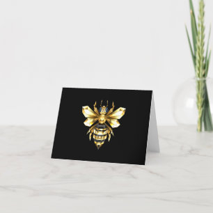 Faire-part Logo Faux Gold Foil Bee Polygonal sur Noir