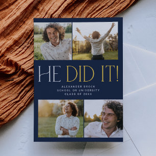 Faire-part L'or de la marine moderne Fete Il l'a fait Photo G