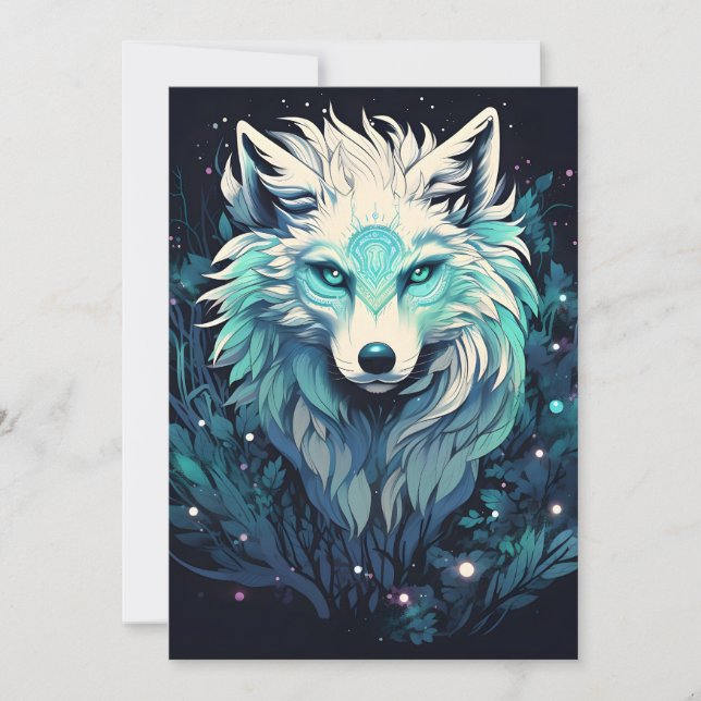 Faire-part Loup sauvage céleste lunaire (Devant)