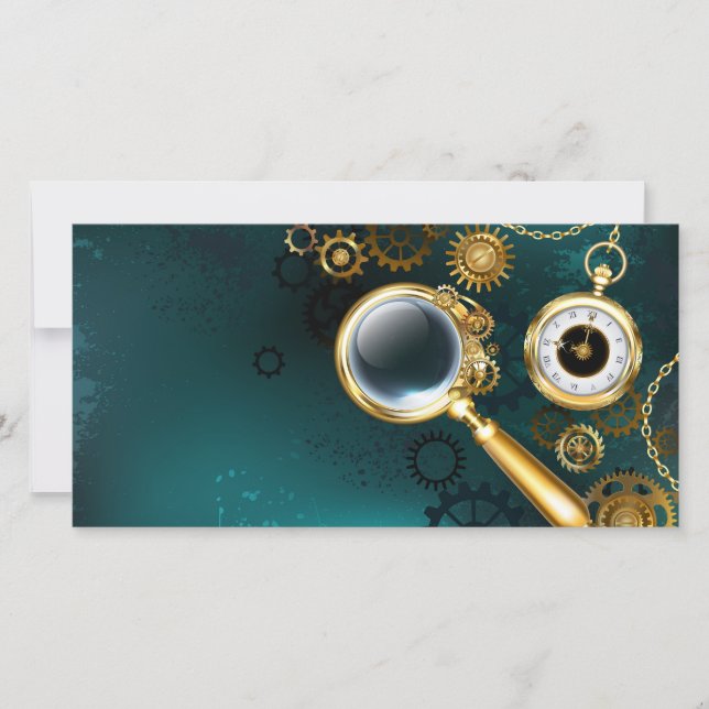 Faire-part Loupe en style Steampunk (Devant)
