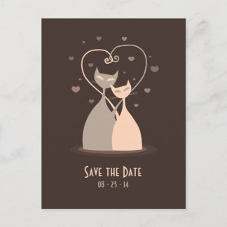 Faire-part Love Cats - Enregistrer la date carte postale