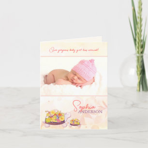 Faire-part Luau Tortues Bébé Fille Photo Naissance