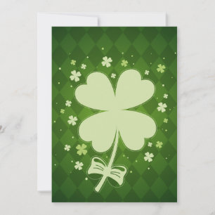 Faire-part Lucky Green Diamond Four Leaf Ribbon Clover