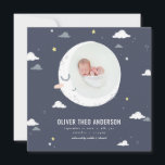 Faire-part Lune, étoile et nuage mignon photo naissance<br><div class="desc">Lune,  étoile et nuage carte de faire-part de naissance photo mignonne. Belle illustration. Partie d'une collection</div>
