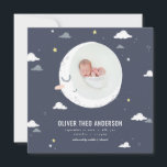 Faire-part Lune, étoile et nuage mignon photo naissance<br><div class="desc">Lune,  étoile et nuage carte de faire-part de naissance photo mignonne. Belle illustration. Partie d'une collection</div>