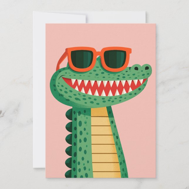 Faire-part Lunettes de soleil de crocodile drôle Mignon anima (Devant)