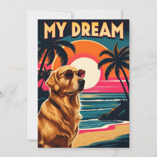 Faire-part Lunettes de soleil Retro Chien Vintage Sunset Beac