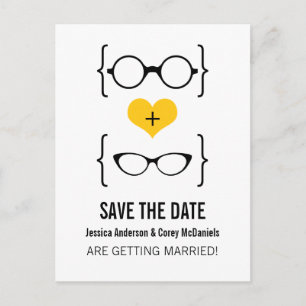 Faire-part Lunettes Jaunes Geek Sauver la Date Carte Postale