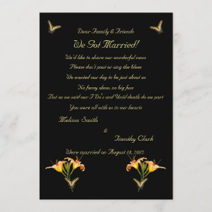 Faire-part Lys et papillons Elopement 2