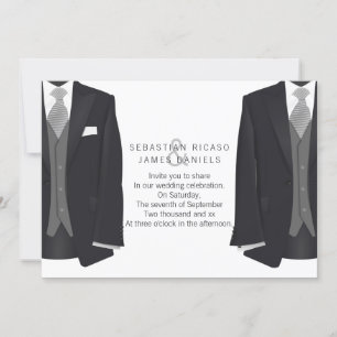 Faire-part M. et M. Suit et Cravate Gay Mariage
