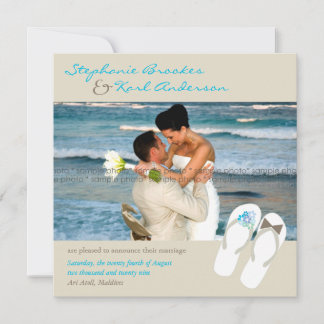 Faire-part M. et Mme Tongs Annonce de Mariage sur la Plage