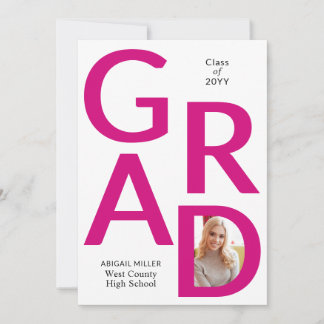 Faire-part Magenta rose GRAD Classe de graduation photo 2025