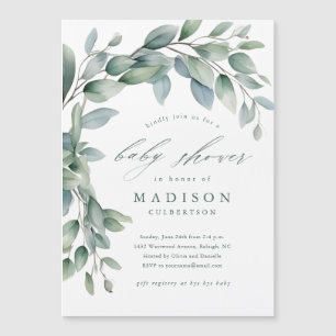 Faire-part magnétique de Baby Shower Eucalyptus
