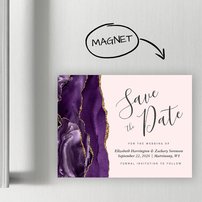Faire-part magnétique de mariage Purple Agate Blus (Créateur téléchargé)