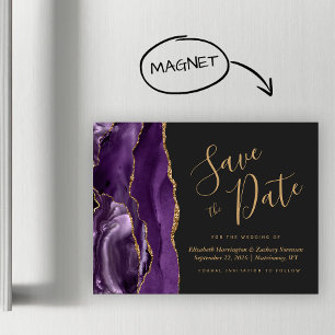 Faire part magnétique foncé Agate Or Violet