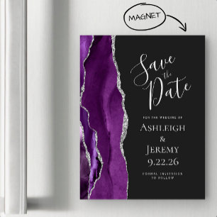 Faire part magnétique violet argent foncé Agate