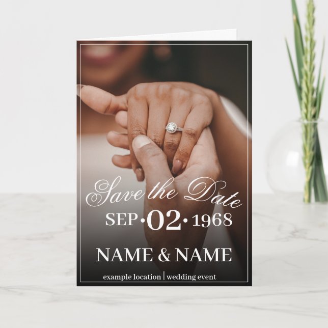 Faire-part Mains d'un couple de mariage de couleur avec bague (Devant)