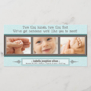 Faire-part Mains minuscules, Pieds minuscules (bleu)