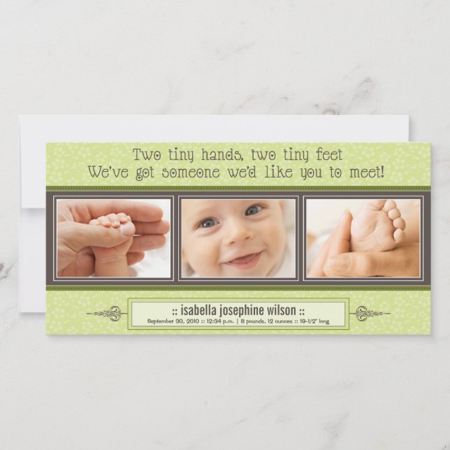 Faire-part Mains Minuscules, Pieds Minuscules (chaux) (Devant)