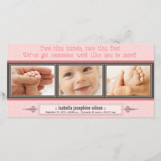 Faire-part Mains Minuscules, Pieds Minuscules (rose)