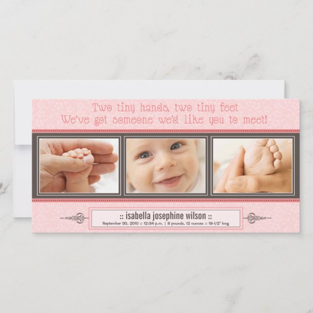 Faire-part Mains Minuscules, Pieds Minuscules (rose) (Devant)