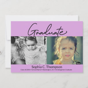Faire-part Maintenant Purple Kindergarten girl Graduate Photo