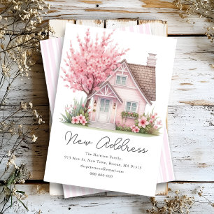 Faire-part Maison en fleurs roses Nouvelle adresse domicile