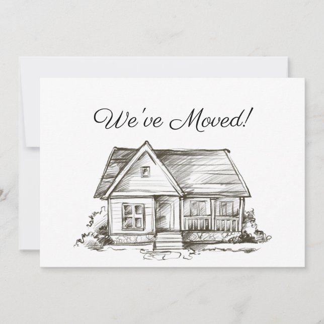 Faire-part Maison Simplement Esquissée Nouvelle Adresse (Devant)