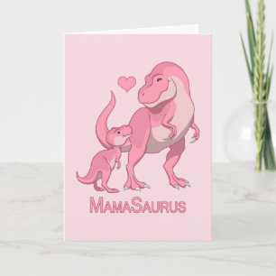 Faire-part MamaSaurus T-Rex et bébé fille Dinosaures
