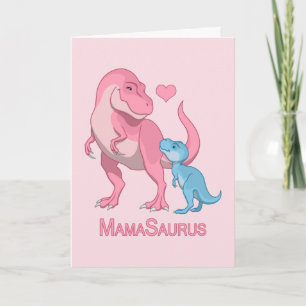 Faire-part MamaSaurus T-Rex et bébé garçon Dinosaures