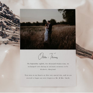 Faire-part Mariage à l'anglaise photo minimaliste moderne
