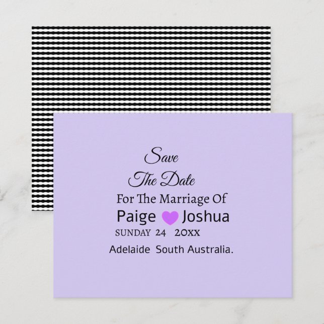 Faire-part Mariage à typographie moderne Twist de lavande  (Devant / Derrière)