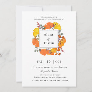 Faire-part Mariage aux feuilles de Ginkgo qui tombent 