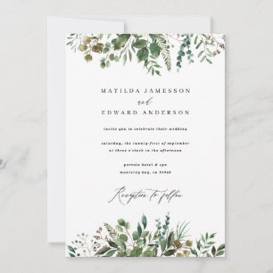 Faire-part Mariage botanique feuille de feuillage aquarelle v