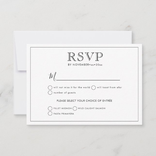 Faire-part Mariage classique RSVP élégant (Devant)