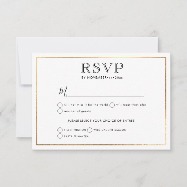 Faire-part Mariage classique RSVP Stylish|Gold Frame (Devant)